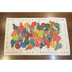 New Zealand Kiwi Bird Tea Towel Colorful Kiwiana Wall Art Boho Decor Cotton